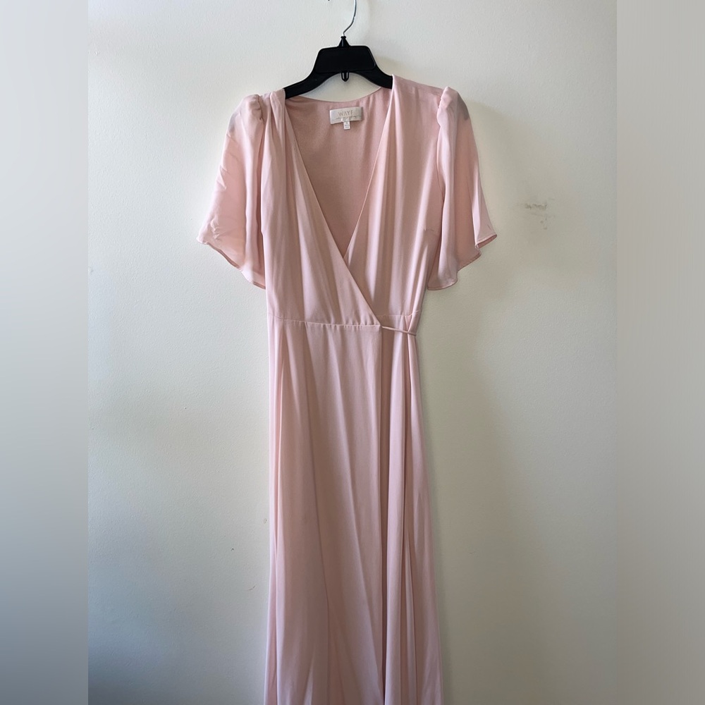 Light Pink Wrap Bridesmaid Maxi Dress
